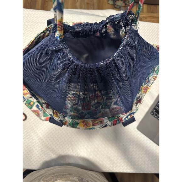 Vera Bradley Large Retired Tote Cuban stamp Mesh Expandable Inside Pocket - Picture 6 of 13